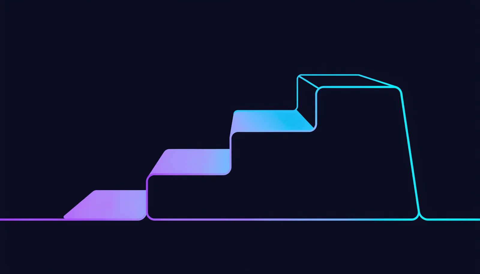 Abstract illustration of four ascending platforms forming a staircase of risk tiers across a boundary line